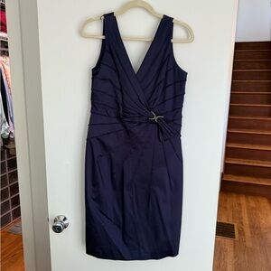 Jones New York Navy Satin Ruched Cocktail Dress 12